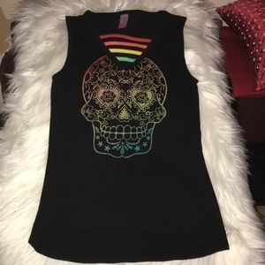 COPY - Cotton sleeveless t-shirt black and rainbow